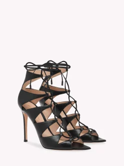 Sandals-Gianvito Rossi ANJELICA SANDAL BLACK LEATHER