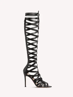 Boots-Gianvito Rossi CATHERINE GLADIATOR BLACK LEATHER