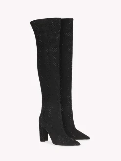 Boots-Gianvito Rossi CRYSTAL PIPER BOOT BLACK SUEDE