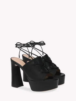 Sandals-Gianvito Rossi HOLLY LACE UP BLACK LEATHER