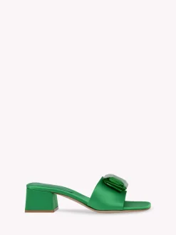 Mules-Gianvito Rossi JAIPUR SLIDE 45 GREEN SATIN