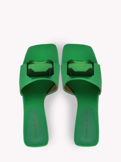 Mules-Gianvito Rossi JAIPUR SLIDE 45 GREEN SATIN
