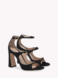 Sandals-Gianvito Rossi MISTY SANDAL BLACK SATIN