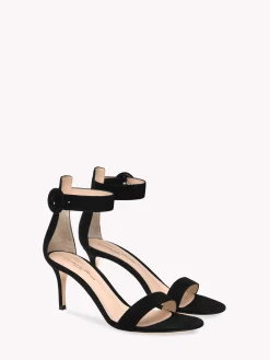 Sandals-Gianvito Rossi PORTOFINO 70 BLACK SUEDE