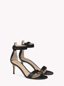 Sandals-Gianvito Rossi PORTOFINO 70 BLACK LEATHER