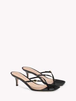 Mules-Gianvito Rossi RIBBON THONG 55 BLACK PATENT